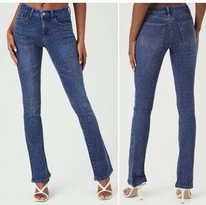 EUC Forever 21 Size 30 Rhinestone Mid Rise Bootcut Blue Jeans!!